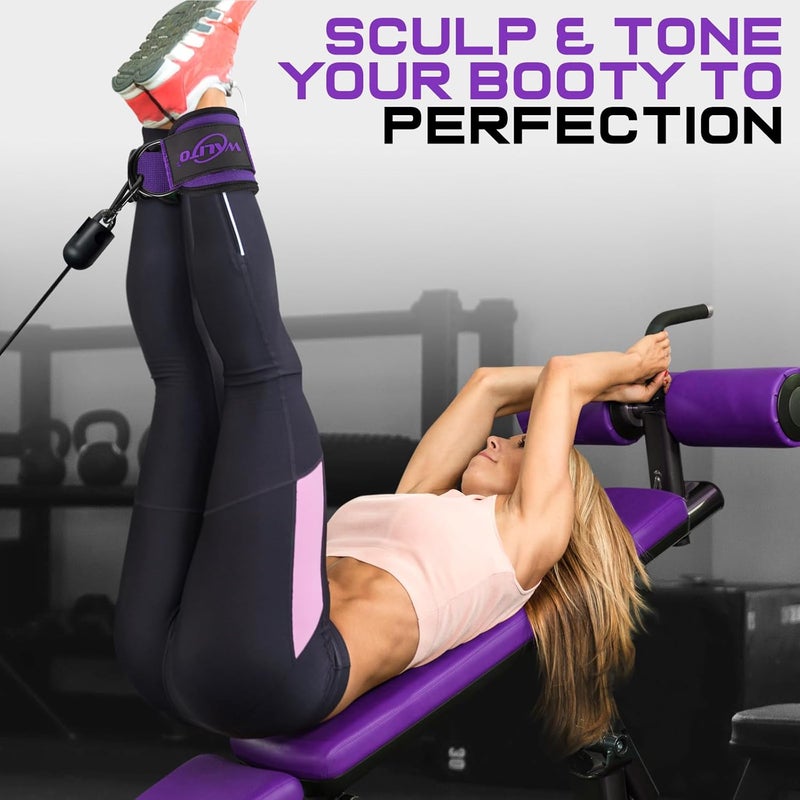 WALITO Gym Ankle Straps for Cable Machines Women & Men - Glute Kickback Ankle Cuff, Adjustable Cable Machine Accessories for Leg Extensions, Hip Abductors & Lower Body Workouts - Image 4
